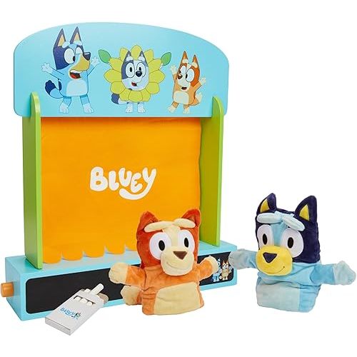 BLUEY – Puppet Theater – Colorful Wooden Play Set with Theater and Puppets – FSC-Certified Material – Imaginative Fun for Ages 3 Years and Up