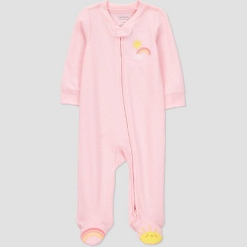 Carter's Just One You®️ Baby Girls' Sleep N' Play - Pink Newborn: Cotton-Poly Blend, Rainbow Pattern