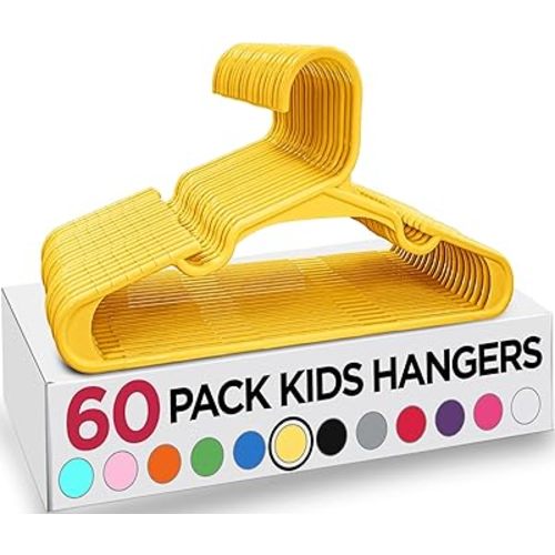Utopia Home 60 Pack Kids Hangers - 11.5 Inch Plastic Baby Hangers for Closet - Childrens Hanger for Clothes & Infant Hanger for Closet - for Everyday Standard Use (Yellow)
