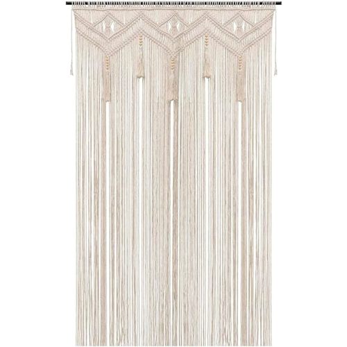 Boho Curtains for Bedroom Macrame for Windows Living Room Boho Decor Large Macrame Wall Hanging Beaded Curtain for Doorway Closet Curtains Wedding Backdrop, 1 Panel 52''W x 72''L