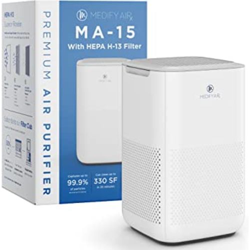 Medify Air MA-15 Air Purifier with H13 True HEPA Filter | 330 sq ft Coverage | for Allergens, Wildfire Smoke, Dust, Odors, Pollen, Pet Dander | Quiet 99.7% Removal to 0.1 Microns | White, 1-Pack