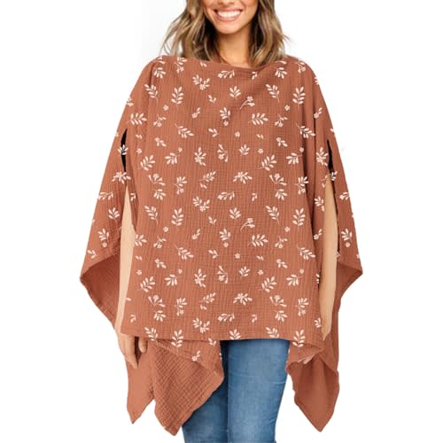 Konssy Muslin Nursing Cover for Breastfeeding, 360° Full Privacy Breathable 100% Cotton Breastfeeding Cover, Multi-use Carseat Canopy