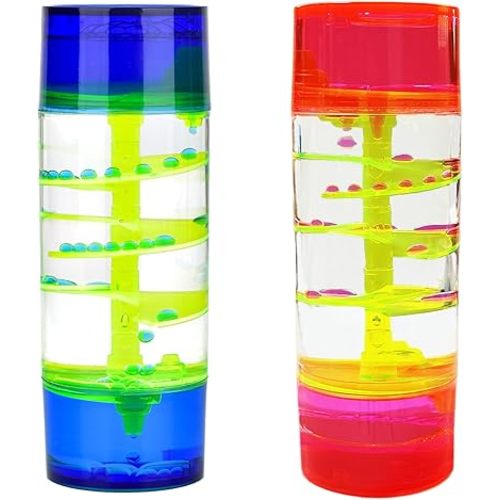 Liquid Motion Bubbler - 2 Pack Cylinder Liquid Timer Fidget Sensory Toy - Stress Management for Kids and Adults - Calming Relaxing Home Office Desk Decor