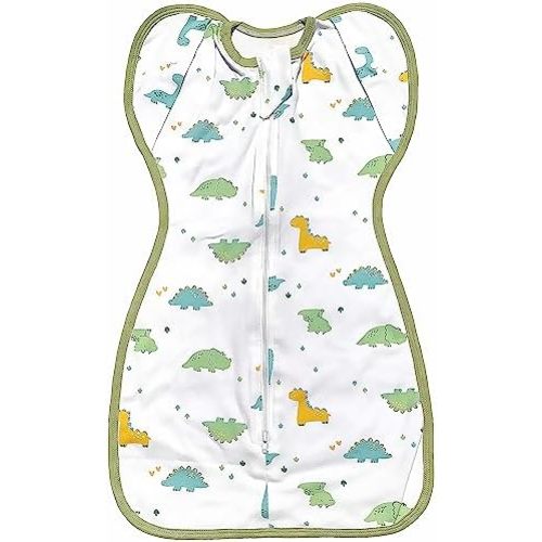 Transitional Dinosaur Swaddle Sack for Baby Sleeping Bag with Arms Up Design Arms Free with Snap Button Mitten Cuffs