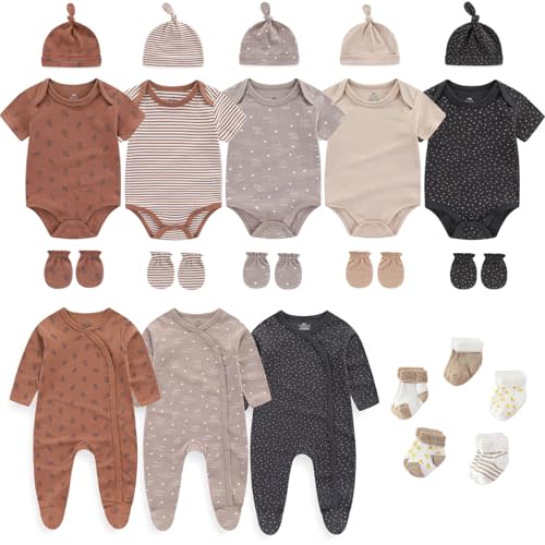Ruliby New Born Clothes Cotton Layette Gift Set Unisex Baby Outfit and Accessories Newborn Essentials Must Haves