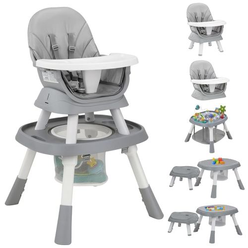 Baby High Chair with Activity Play Center,8-in-1 Convertible High Chairs for Babies and Toddlers with Baby Toys,Table and Chair Set Building Block Table,Highchair for Ages 6-120 Months