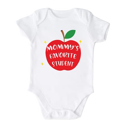 Mommy_s Favorite Student Baby Onesie® Cute Teacher Bodysuit for Baby Shower Gift 57 (Short Sleeve White, 3-6m)