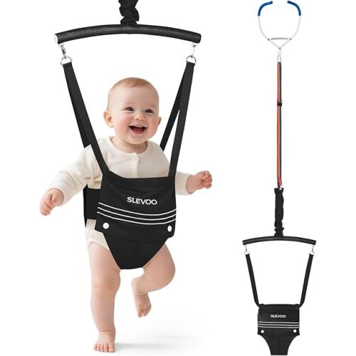 Slevoo Baby Jumper, Baby Doorway Jumper for Babies 6-12 Months, with Easy to Use Clamp and Adjustable Strap, Black
