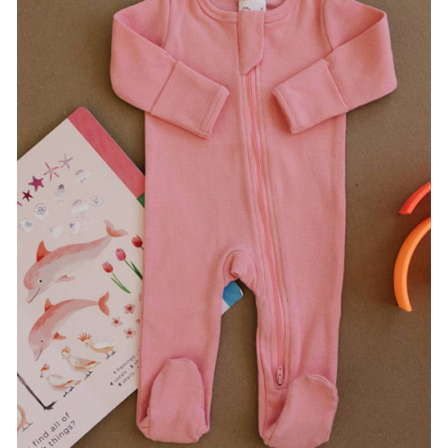 Organic Ribbed Zipper Onesie