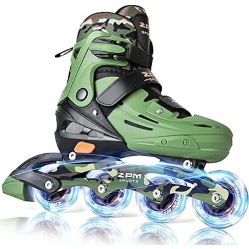 2PM SPORTS Inline Skates for Kids Boys Girls Ages 5-8 8-12 3-5 4-8 6-12 with Light Up Wheels, Adjustable Children's Roller Skates Blades for Toddler Beginner Youth Indoor Outdoor