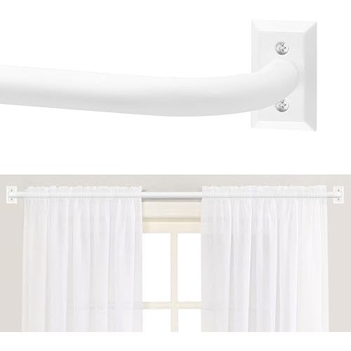 White Wrap Around Curtain Rods,Blackout Curtain Rods for Windows 28 to 48 inch(2.3-4Ft),1 Inch Adjustable Curtain Rod Set,Room Darkening Drapery Rods,Black Out Window Curtain Rod 28-48",White