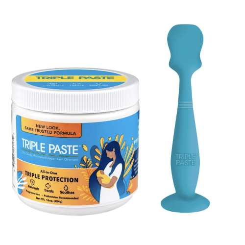 Triple Paste Diaper Rash Cream and Spatula Bundle - 16 oz Zinc Oxide Ointment and Spatula Treatment, Soothe and Prevent Rash with a Pediatrician-Recommended Hypoallergenic Formula