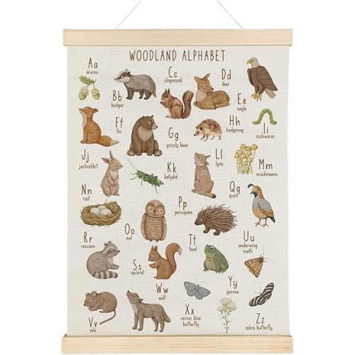 Nrleey Animal Alphabet Poster - Alphabet Wild Animal Nursery Decor, Nursery Wall Decor, 12x16 Wall Art Classroom Posters with Hanger