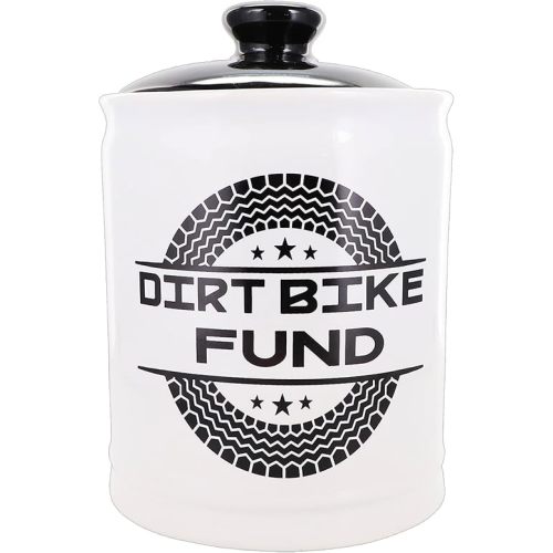 Gifts for Boyfriend, Men, Dad Gifts, Dirt Bike Fund Ceramic Piggy Bank, Candy Jar with Lid, Cool Desk Decor, Ideal for Home Decor, Car Accessories, Motorcycle & Electric Scooter Enthusiasts