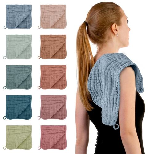 HIPHOP PANDA Muslin Burp Cloths, 10 Pack - Large 20" X10" - Ultra Absorbent and Soft 100% Cotton Baby Essentials Drool Rags and Messes for Newborn - Colorful Designs for Boy Girl, Multicolor 2