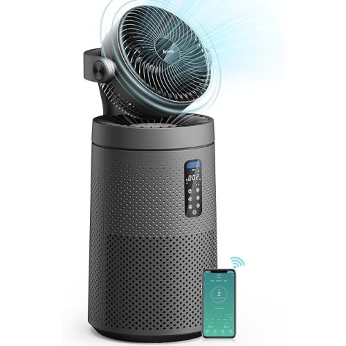 AROEVE Air Purifiers Fan for Home Large Room With 2-In-1 Air Circulator Fan System And Smart WIFI Cover 1980 Sq.Ft Oscillating Air Purifier With Washable Filter For Indoor Whole Home, MK08W-Space Gray