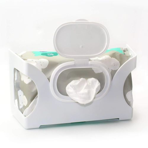 Gadjit Baby Wet Wipes, Hand Wipes Wall Dispenser | Mounts on a Wall and Holds Up to an 84 Count Pack of Wipes | Keeps Wipes Always Within Easy Reach of Messes (White)