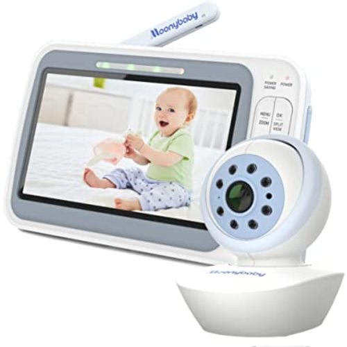 Low EMF Long Range 5" HD Baby Monitor with Camera and Audio, Auto Noise Reduce, PTZ Camera, Baby Room Temperature Sensor, Auto Night Vision, Lullaby