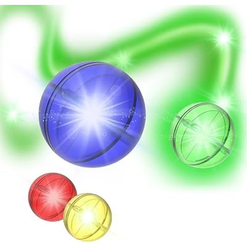 PicassoTiles Motion Activated Marbles 4pc LED Light-Up Glow in The Dark Translucent Balls for Marble Run Race Racetrack Maze Magnetic Construction Magnet Tiles Building Block STEM Education Kids Toys