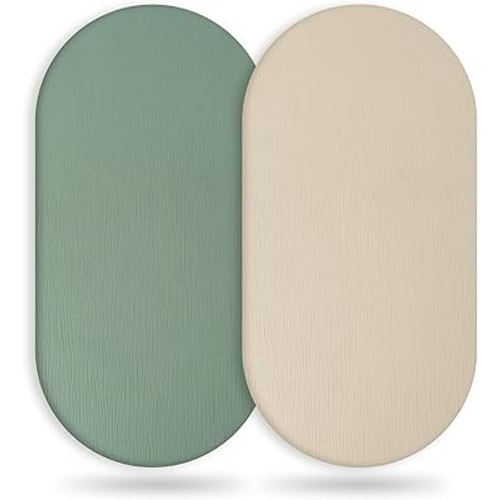 Yoofoss Baby Bassinet Sheets Girl Boy, 33''X17'' Muslin Bassinet Sheet 2 Pack Bassinet Mattress Sheets Fit for Rectangle, Round, Oval, Hourglass Mattress, Cotton Soft Breathable