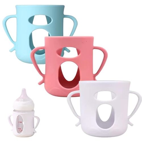 2 Pack Silicone Sleeves Compatible with Pigeon Bottles for 5.4oz, Anti Breakage Glass Bottle Holder with Handles, Silicone Bottle Holder for Easy Grip, Quick Install, Easy to Clean