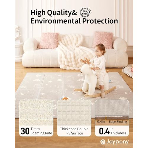Baby Play Mat 79x 71 Inch, Extra Large Foldable Play Mats for Babies and Toddlers, Waterproof & Anti-Slip Portable Baby Floor Mat for Tummy Time, Non Toxic Foam Play Mat for Floor Travel Bag