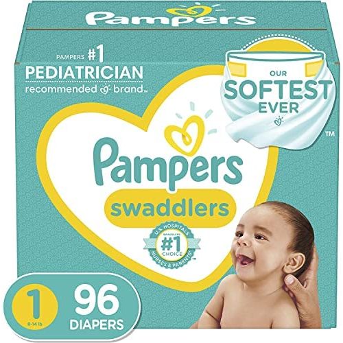Diapers Newborn/Size 1 (8-14 lb), 96 Count - Pampers Swaddlers Disposable Baby Diapers, Super Pack (Packaging May Vary)