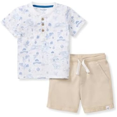 Burt's Bees Baby baby-boys Shirt and Shorts Set, Top & Bottom Outfit Bundle, 100% Organic Cotton