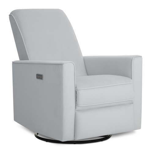 Evolur Harlow Power Electric Nursery Chair Glider, Swivel Reclining with USB Port, Misty Grey, Greenguard Gold Certified