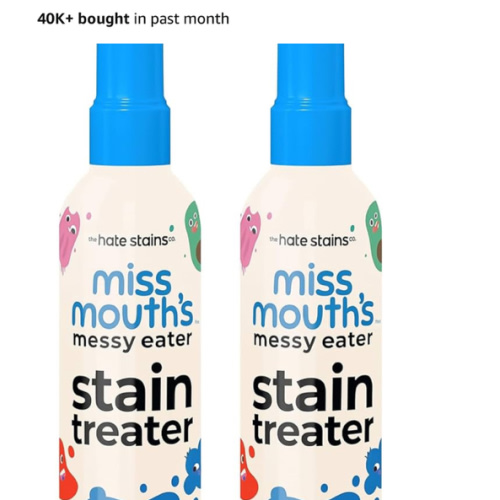 Miss Mouth's Messy Eater Stain Treater Spray - 4oz 2 Pack Stain Remover - Newborn & Baby Essentials - No Dry Cleaning Food, Grease, Coffee Off Laundry, Underwear, Fabric