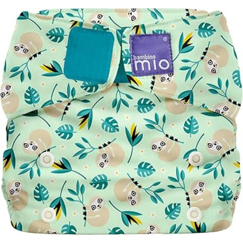 Bambino Mio, Miosolo Classic All-in-One Reusable Cloth Diaper, Adjustable Size, Eco Chemical Free Diaper, Swinging Sloth