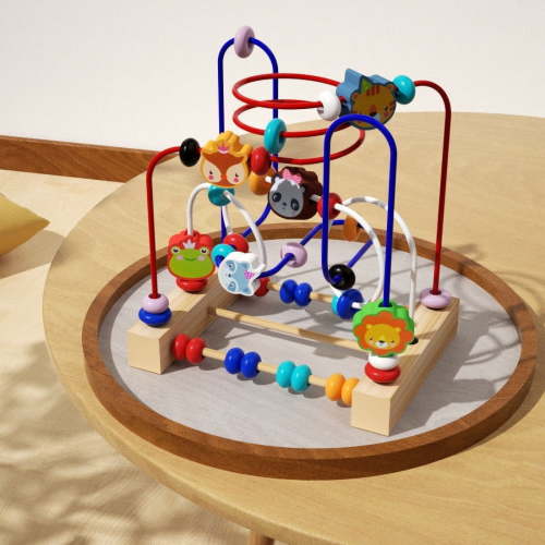 Interactive Wooden Toys for Toddlers, Colorful Bead Maze, Abacus Counting & Roller Coaster Game, Developmental Montessori Gift for Boys & Girls, Classroom Learning Essentials