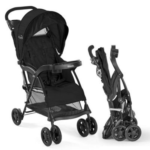 Kolcraft Cloud Premier Lightweight Stroller - Black: 5-Point Harness, Reclining Seat, Removable Cup Holders, Steel Frame