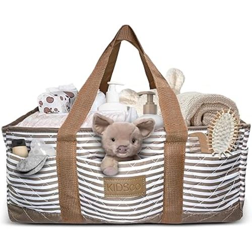 Baby Diaper Caddy - Organizer Tote Bag for Newborn Essential Boy or Girl - Baby Storage Basket for Diapers and Baby Wipes - Baby Shower Basket - Nursery Must Haves - Newborn Caddie Car Travel