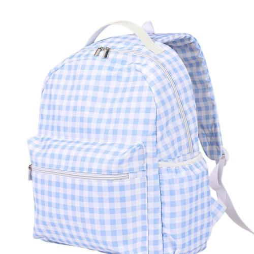 Classic Light Blue Gingham Backpack