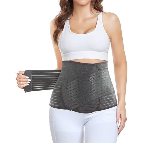 Postpartum Belly Band, Abdominal Binder Post Surgery Belly Wrap, C-section Recovery Belt, Waist/Pelvis Support Belt for Stomach Recovery & Back Pain Relief(Polyester Made with Bamboo Charcoal Fiber)