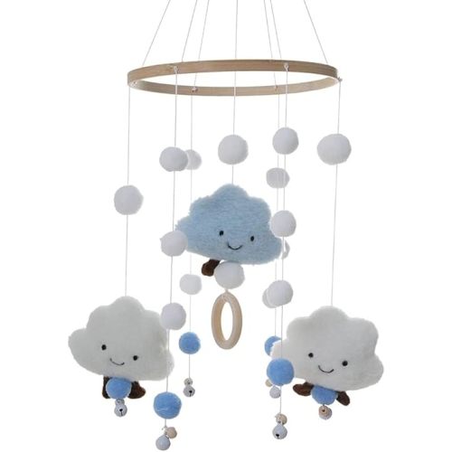 Baby Mobile Hanging Bed Newborns Baby Wind Chime Children s Room Cloud Mobile Wind Chime for Baby Bed Cot Clouds Baby Ceiling Mobile Baby Nursery Decoration (Blue)