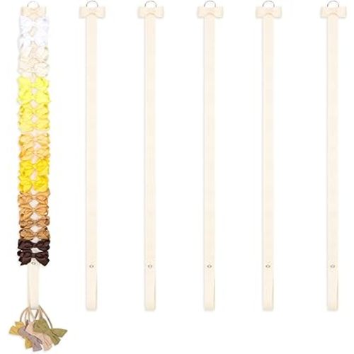 POVETIRE 6PCS Bow Holder Hair Bow Organizer, Hair Clips Storage Bow Holder for Girls Hair Bows, Baby Headband Hair Accessories Organizer Display Wall Hanging for Nursery Decors(Beige)