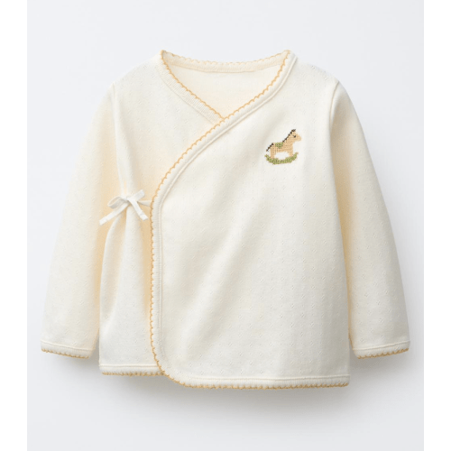 CROSS-STITCH EMBROIDERED HORSE POINTELLE T-SHIRT - Light ecru | ZARA United States, 0-3mo