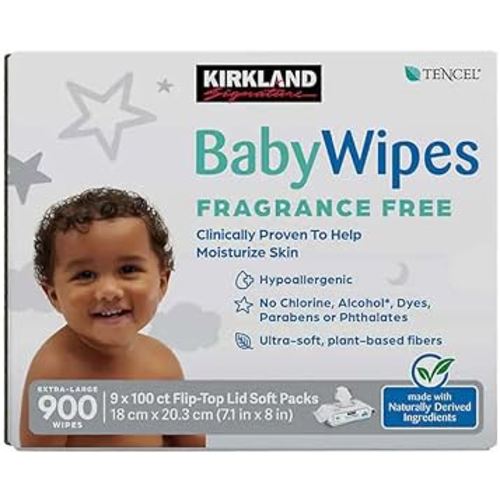 2 X Kirkland Baby Wipes - Unscented - 900 ct