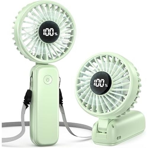 Handheld Fan Foldable, 5000mAh Rechargeable Hand Fans with Powerful Cooling, 4 Speeds, LED Display, Portable Fan for Travel,Concerts,Makeup,Lash,Outdoor Events,Gifts Women