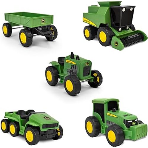 John Deere 5-Pack Micro Farm Vehicles – Moving Parts and Rolling Wheels – 3+ Years