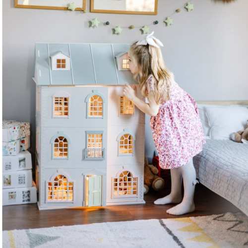 Handmade Wooden Dollhouse - House of London | The Perfect Birthday Gift - A Timeless Dollhouse w/ Furniture & Textiles
