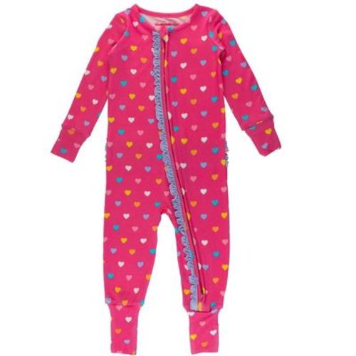 RuffleButts SoftSnooze Baby Girls Ruffle One Piece Convertible Pajamas