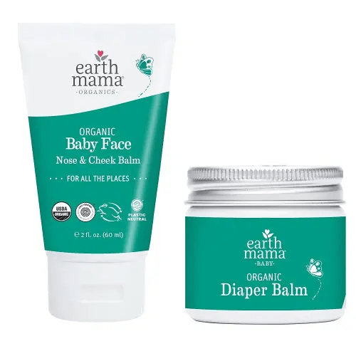 Earth Mama Top to Bottom Skin Care Bundle | Organic Diaper Balm + Baby Face Nose & Cheek Balm