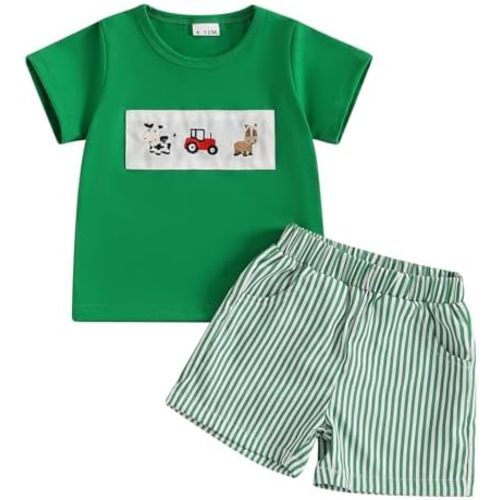 Toddler Baby Boy Summer Clothes Funny Pattren Letter Short Sleeve T Shirt with Shorts 2 Peices Outfits
