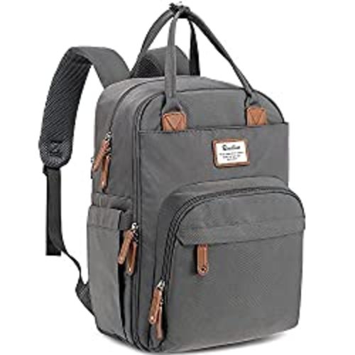 RUVALINO Diaper Bag Backpack, Multifunction Travel Back Pack Maternity Baby Changing Bags, Large Capacity, Waterproof and Stylish, Iron Gray