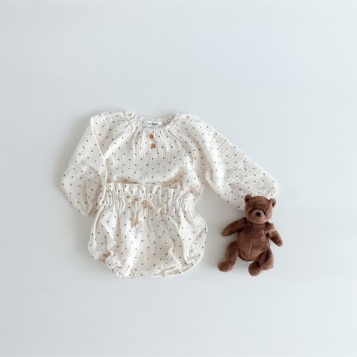 Baby 2-Piece Gauze Dots Flower Set