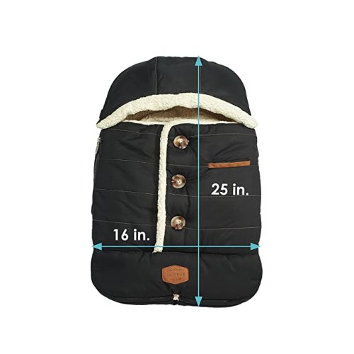 JJ Cole Bundle Me Winter Baby Car Seat Cover and Bunting Bag - Urban - Weather Resistant Baby Carrier Cover - Stroller Accessories and Winter Baby Essentials - Black - 1 Count (Pack of 1)