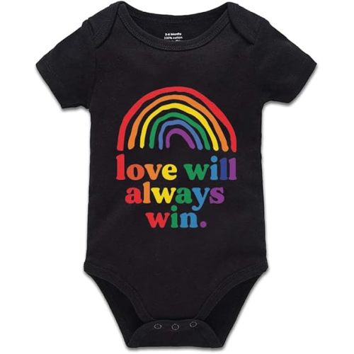 Love Will Always Win Infant Toddler Short Sleeve Bodysuits Love Wins Baby Bodysuits Pajamas Black